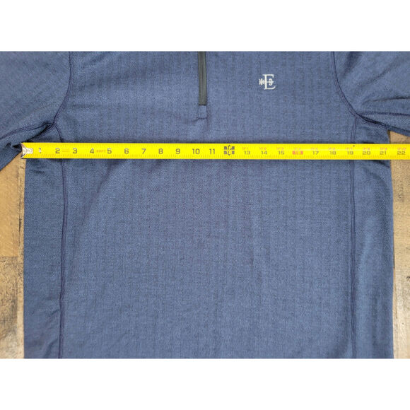 Greyson Golf Herringbone Quarter Zip Navy Blue Mens Medium Sweater Custom Logo - Picture 8 of 8